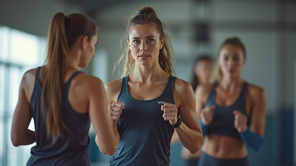 لاعبات كرة طائرة يقمن بتمارين القوة والمرونة في قاعة التدريب مع معدات متقدمة