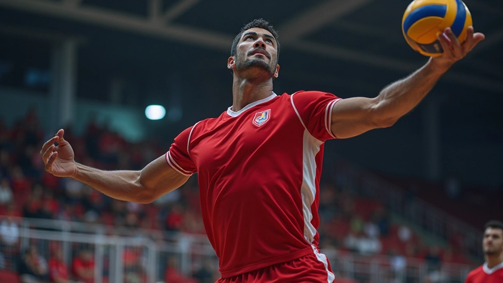 لاعب يقوم بضربة هجومية قوية في مباراة رسمية