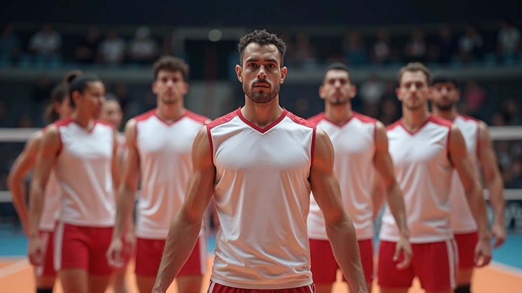 لاعبو الكرة الطائرة في تشكيل دفاعي قوي على الملعب